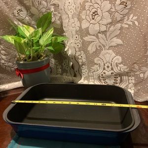 Le Creuset blue Cast Iron #40 Rectangle Lasagna Pan.